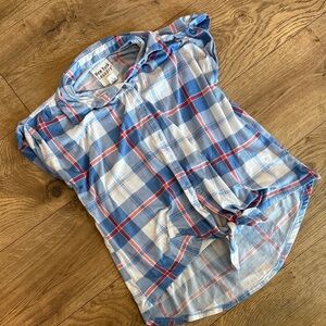 New York Laundry Blue and Red Plaid Top